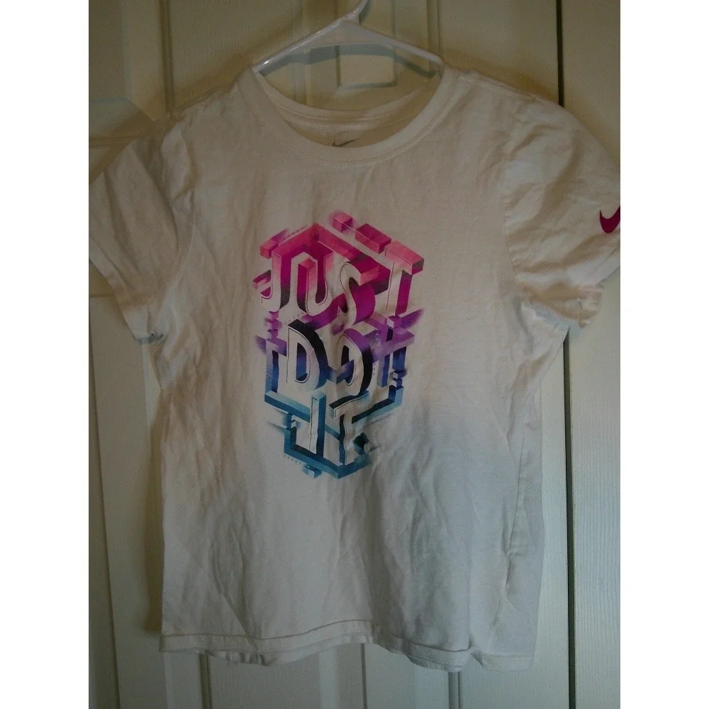 Nike‎ Just Do It Graphic Tee Athletic Cut Short Sleeve Top White XL